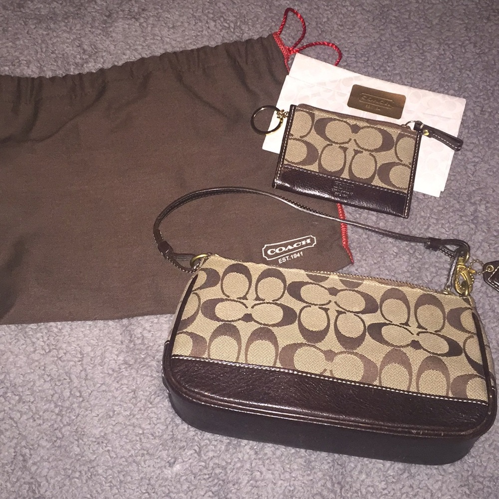 Brown Coach Shoulder Bag w/card holder